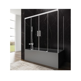Paroi de baignoire 2VF + 2PC BASIC SPAZIO BLANC + vitre fixe latérale