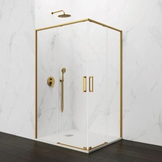 Paroi de douche d'angle 2VF + 2PC TWENTY OR BROSSÉ