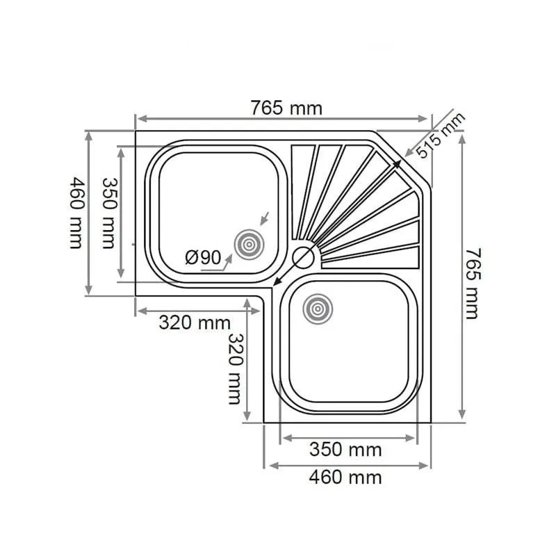 Évier de cuisine sur plan de travail ICARO