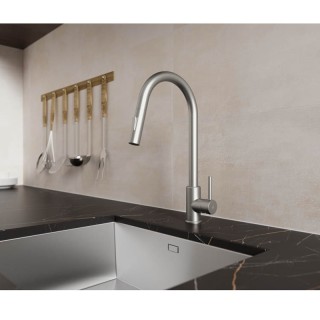 Robinet de cuisine extractible mécanique ROUND inox