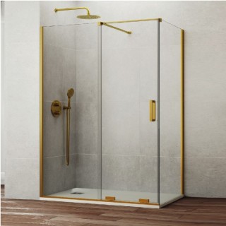 Paroi de douche VF + PC KENNA OR BROSSÉ + fixe latéral