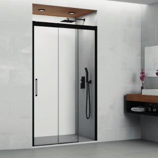 Paroi de douche frontale 1 VF + 2 PC TRIO NOIR
