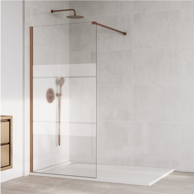 Paroi de douche fixe en acier inoxydable SCREEN CUIVRE BROSSÉ