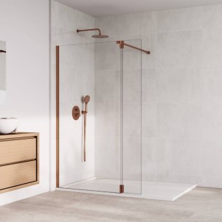 Paroi de douche VF + VP en acier inox SCREEN SWING CUIVRE BROSSÉ