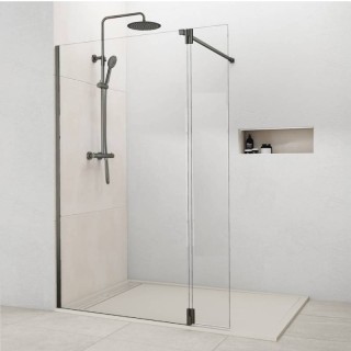 Paroi de douche VF + VP en acier inox SCREEN SWING TITANE