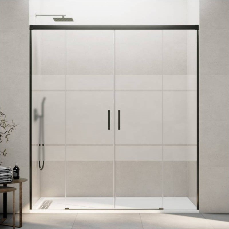 Paroi de douche 2 VF + 2 PC BASIC SPAZIO TITANE