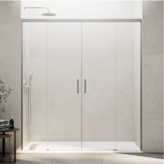 Paroi de douche 2 VF + 2 PC BASIC SPAZIO NICKEL