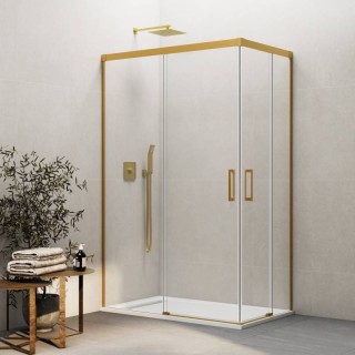 Paroi de douche d'angle 2 VF + 2 PC BASIC OR BROSSÉ