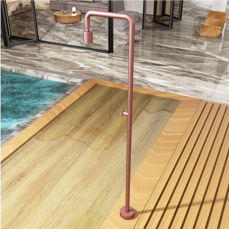 Douche extérieure en acier inox POOL rose