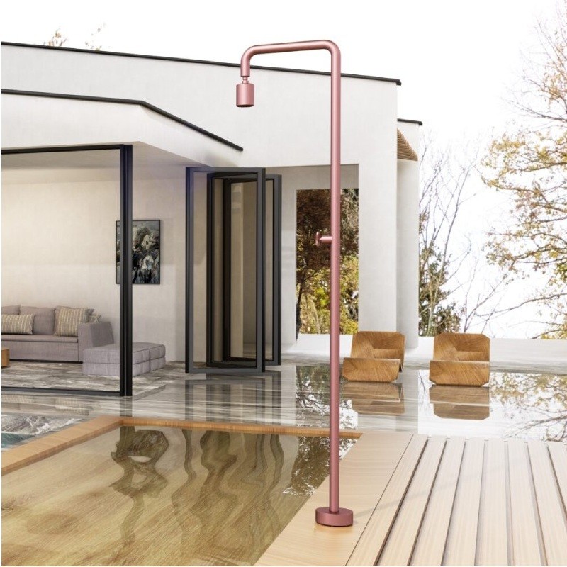 Douche extérieure en acier inox POOL rose