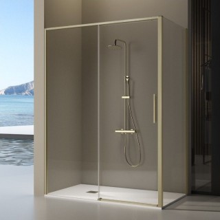 Paroi de douche VF + PC + fixe latéral DELTA OR BROSSÉ