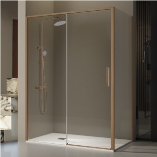 Paroi de douche VF + PC + fixe latéral DELTA BRONZE BROSSÉ