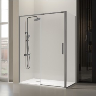 Paroi de douche VF + PC + fixe latéral DELTA GUN METAL