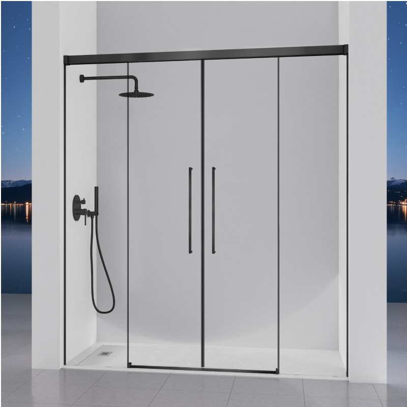 Paroi de douche 2 VF + 2 PC PAVÍA NOIR
