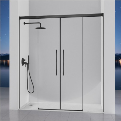 Paroi de douche 2 VF + 2 PC PAVÍA NOIR