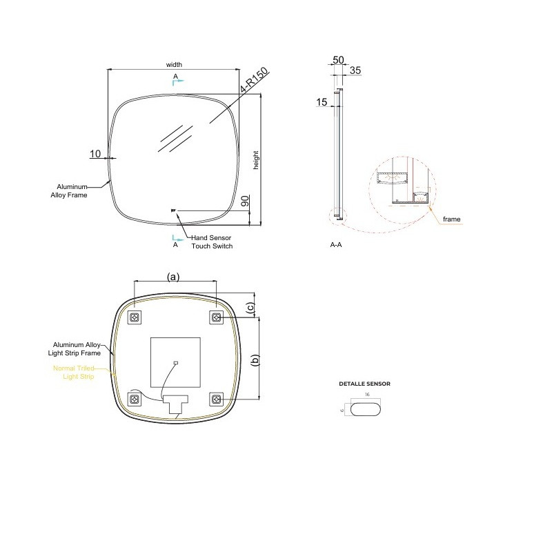Miroir de salle de bain LED CATANIA