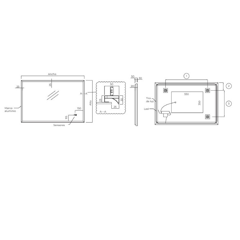 Miroir de salle de bain LED CALIFORNIA